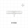 T Connector, Reducer, Barbed, Natural - Fits 1/4 inch ID Tubing (0.25 inch, 6.35 mm); Fits 3/32 inch ID Tubing (0.094 inch, 2.38 mm) - 61592
