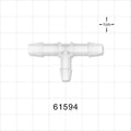 T Connector, Reducer, Barbed, Natural - Fits 1/4 inch ID Tubing (0.25 inch, 6.35 mm); Fits 3/32 inch ID Tubing (0.094 inch, 2.38 mm) - 61594
