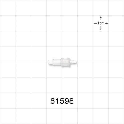 Straight Reducer Connector, Barbed, Natural - Fits 1/8 inch x 1/16 inch ID Tubing (0.125 inch x 0.063 inch, 3.18 mm x 1.59 mm) - 61598