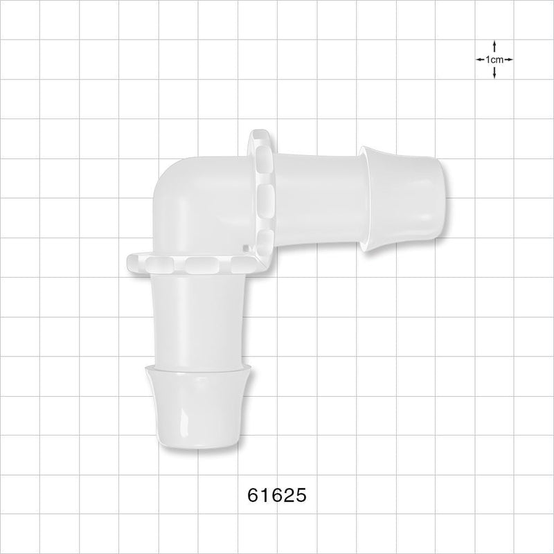 Elbow Connector, Barbed, Natural - Fits 1 inch ID Tubing (25.4 mm) - 61625
