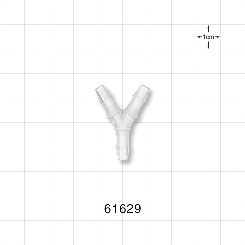 Y Connector, Barbed, Natural - Fits 5/32 inch ID Tubing (0.156 inch, 3.97 mm) - 61629