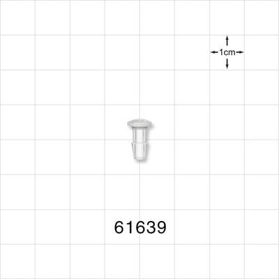 Press-In Plug, Barbed, Natural - Fits 1/8 inch ID Tubing (0.125 inch, 3.18 mm) - 61639