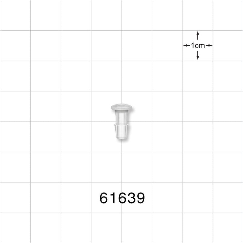 Press-In Plug, Barbed, Natural - Fits 1/8 inch ID Tubing (0.125 inch, 3.18 mm) - 61639