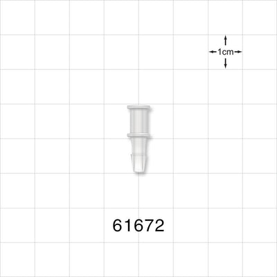 Press-In Plug, Barbed, Natural - Fits 1/8 inch ID Tubing (0.125 inch, 3.2 mm) - 61672