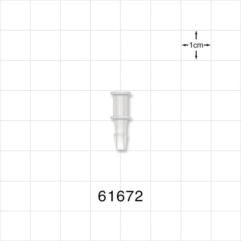 Press-In Plug, Barbed, Natural - Fits 1/8 inch ID Tubing (0.125 inch, 3.2 mm) - 61672