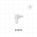 Elbow Connector, Barbed, Natural - Fits 1/8 inch ID x 3/32 inch ID Tubing (0.125 inch x 0.094 inch, 3.18 mm x 2.38 mm) - 61679