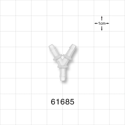 Y Connector, Barbed, Natural - Fits 1/8 inch ID Tubing (0.125 inch, 3.18 mm) - 61685
