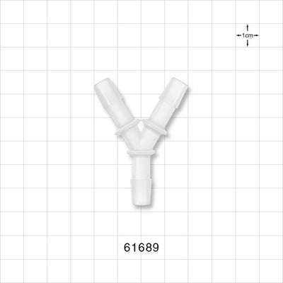 Y Connector, Barbed, Natural - Fits 5/16 inch ID Tubing (0.313 inch, 7.94 mm) - 61689