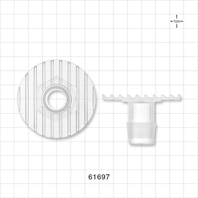 Bag Port Flange with Ribbed Base, Barbed, Natural - Fits 3/4 inch ID Tubing (0.75 inch, 19.05 mm) - 61697