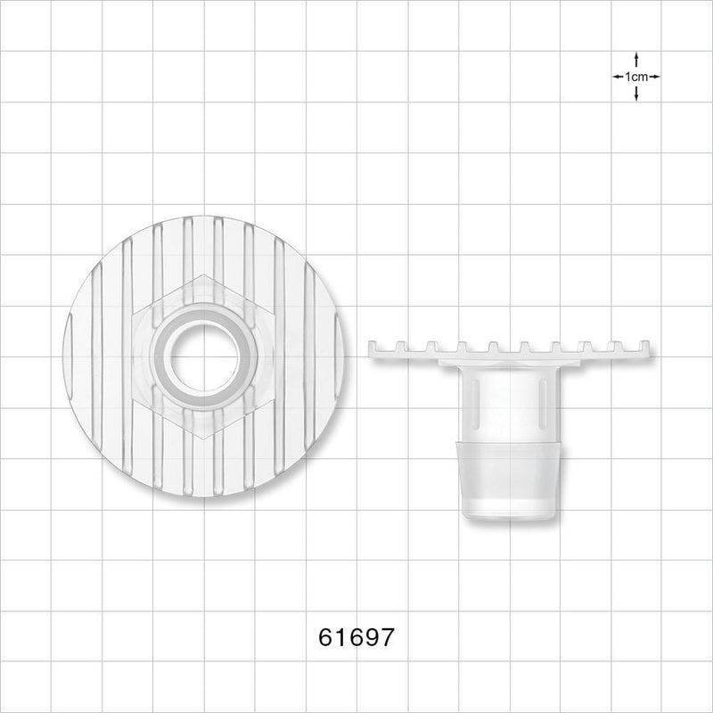 Bag Port Flange with Ribbed Base, Barbed, Natural - Fits 3/4 inch ID Tubing (0.75 inch, 19.05 mm) - 61697