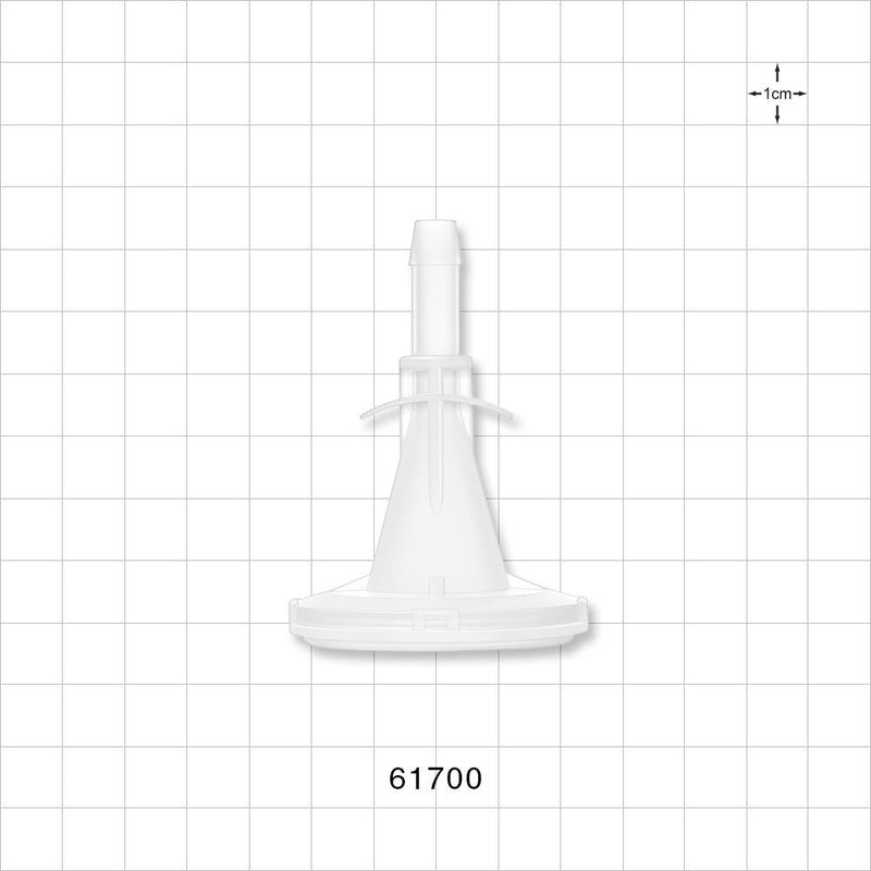 Sanitary Flange, Barbed, Natural, Pre-Attached Gasket - 1 inch/1.5 inch Standard; Fits 1/4 inch ID Tubing (0.25 inch, 6.35 mm) - 61700