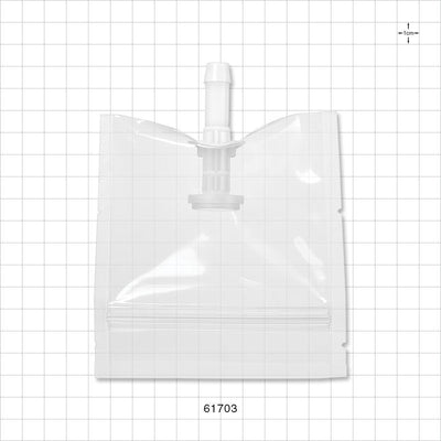 Sanitary Flange, Barbed, Natural, Pre-Attached Gasket, in Sealed Pouch - 0.5 inch/0.75 inch Mini; Fits 3/8 inch ID Tubing (0.375 inch, 9.53 mm); 4 inch x 4 inch Pouch - 61703