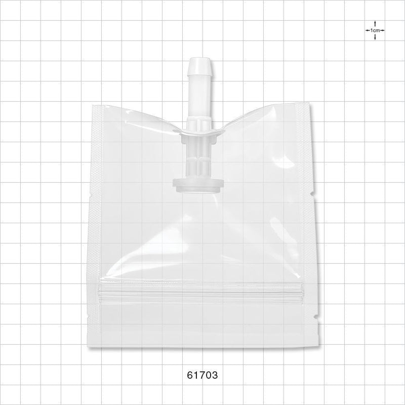 Sanitary Flange, Barbed, Natural, Pre-Attached Gasket, in Sealed Pouch - 0.5 inch/0.75 inch Mini; Fits 3/8 inch ID Tubing (0.375 inch, 9.53 mm); 4 inch x 4 inch Pouch - 61703