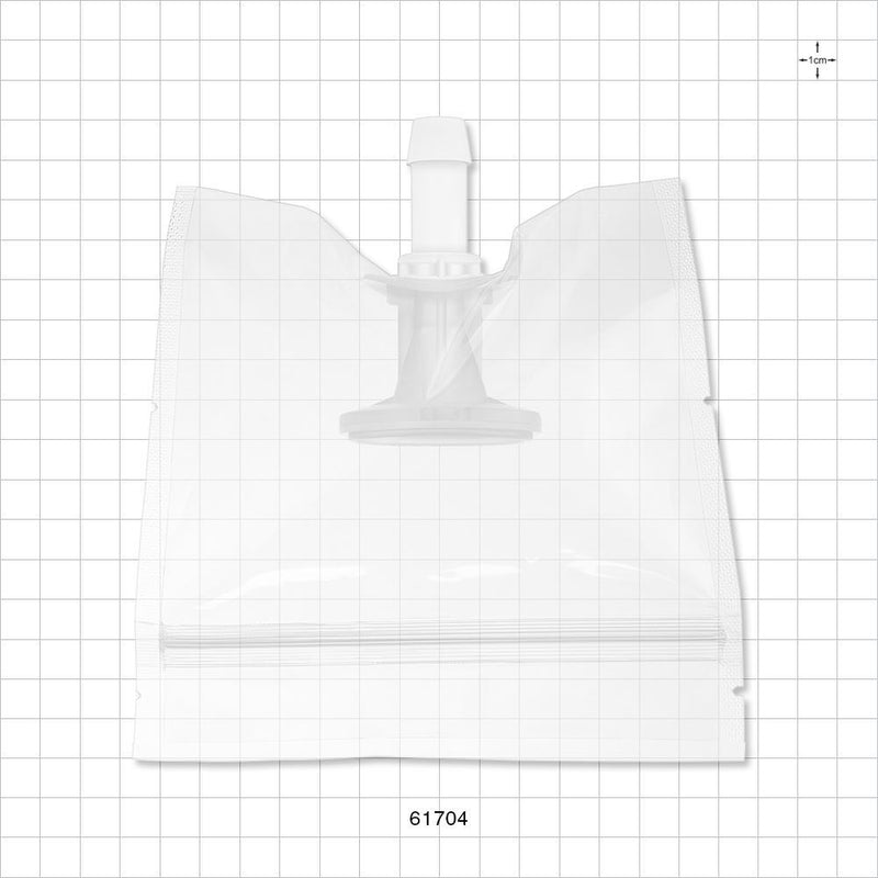 Sanitary Flange, Barbed, Natural, Pre-Attached Gasket, in Sealed Pouch - 0.5 inch/0.75 inch Mini; Fits 1/2 inch ID Tubing (0.5 inch, 12.7 mm); 4 inch x 4 inch Pouch - 61704