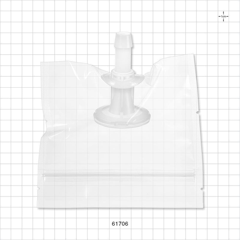 Sanitary Flange, Barbed, Natural, Pre-Attached Gasket, in Sealed Pouch - 1 inch/1.5 inch Standard; Fits 1/2 inch ID Tubing (0.5 inch, 12.7 mm); 5 inch x 5 inch Pouch - 61706