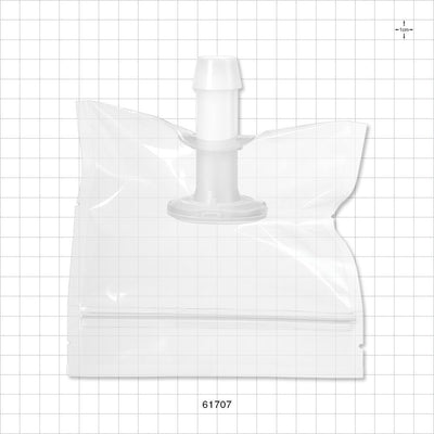 Sanitary Flange, Barbed, Natural, Pre-Attached Gasket, in Sealed Pouch - 1 inch/1.5 inch Standard; Fits 3/4 inch ID Tubing (0.75 inch, 19.05 mm); 5 inch x 5 inch Pouch - 61707