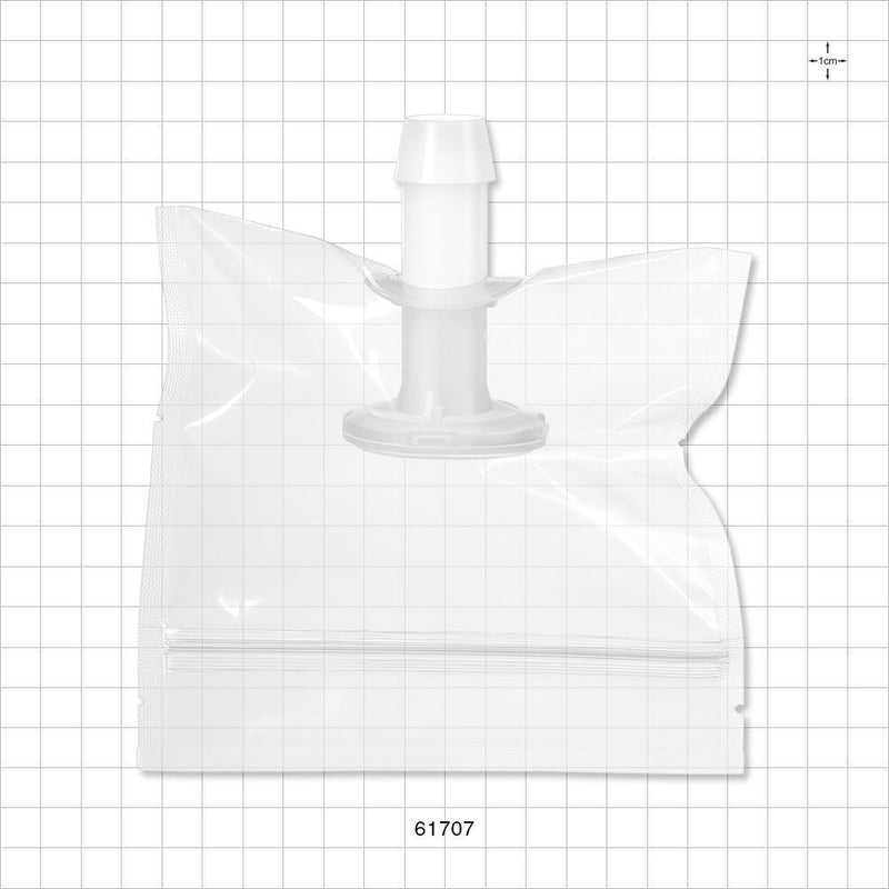 Sanitary Flange, Barbed, Natural, Pre-Attached Gasket, in Sealed Pouch - 1 inch/1.5 inch Standard; Fits 3/4 inch ID Tubing (0.75 inch, 19.05 mm); 5 inch x 5 inch Pouch - 61707