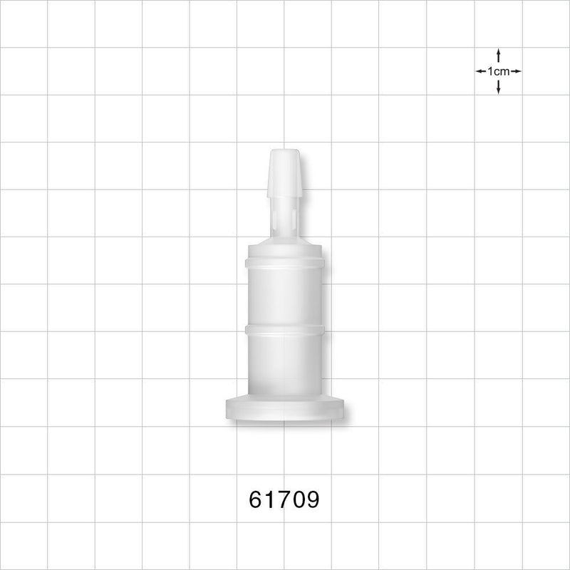 Sanitary Flange, Barbed, Natural - 0.5 inch/0.75 inch Mini, Fits 1/4 inch ID Tubing (0.25 inch, 6.35 mm) - 61709