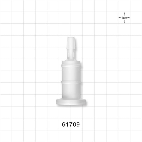 Sanitary Flange, Barbed, Natural - 0.5 inch/0.75 inch Mini, Fits 1/4 inch ID Tubing (0.25 inch, 6.35 mm) - 61709
