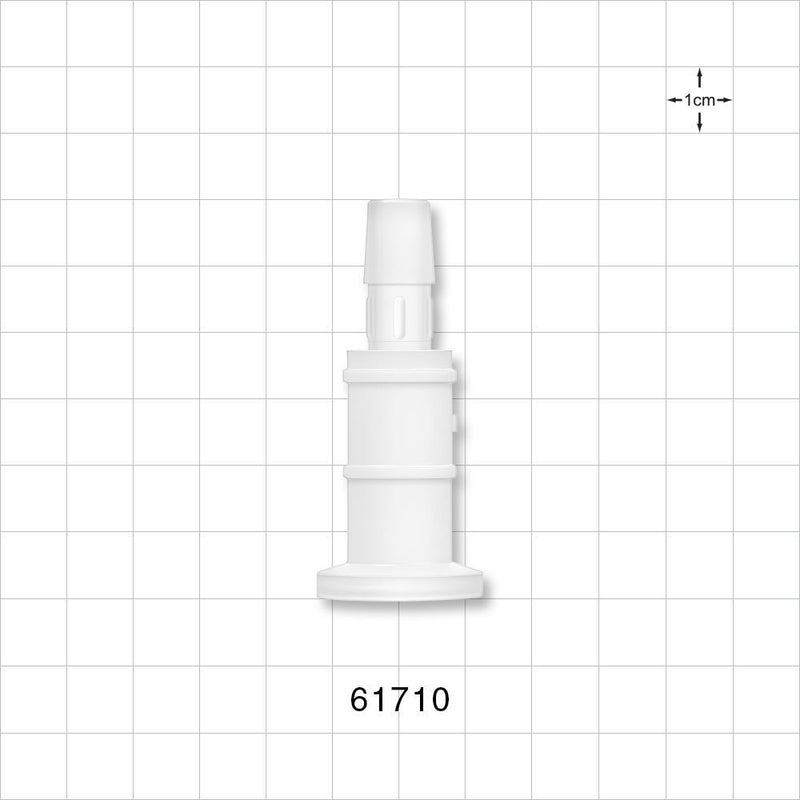 Sanitary Flange, Barbed, Natural - 0.5 inch/0.75 inch Mini; Fits 3/8 inch ID Tubing (0.375 inch, 9.53 mm) - 61710