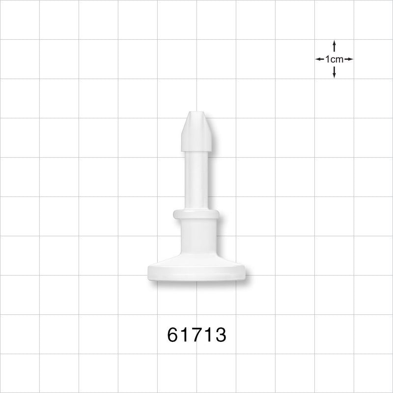 Sanitary Flange, Barbed, Natural - 0.5 inch/0.75 inch Mini; Fits 1/8 inch ID Tubing (0.125 inch, 3.18 mm) - 61713