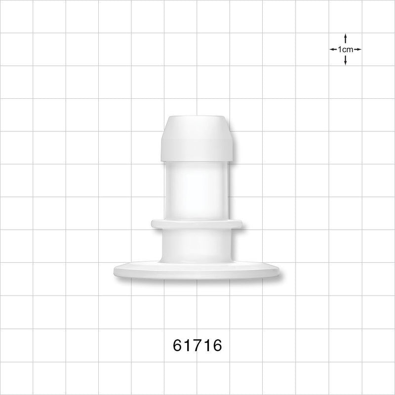 Sanitary Flange, Barbed, Natural - 1 inch/1.5 inch Standard; Fits 5/8 inch ID Tubing (0.625 inch, 15.88 mm) - 61716