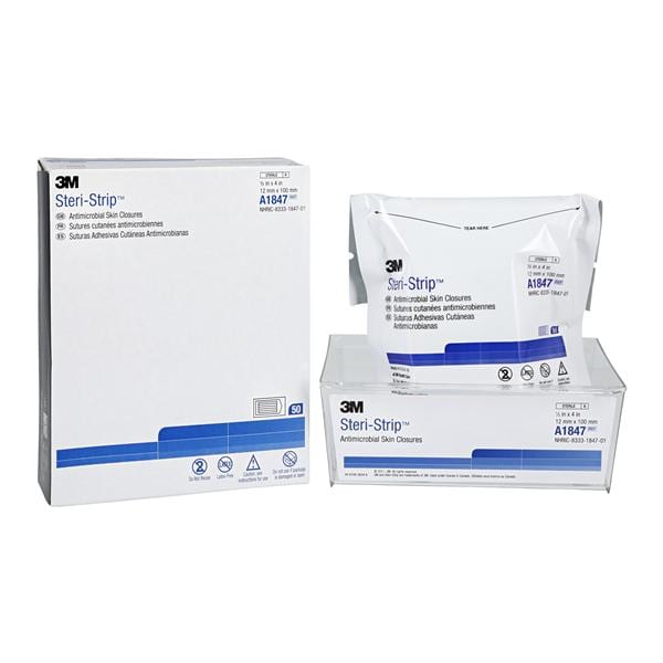 3M Medical Products Steri-Strip Skin Closure Strip Iodophor 1/2x4" Tan 50/Bx, 4 BX/CA - A1847