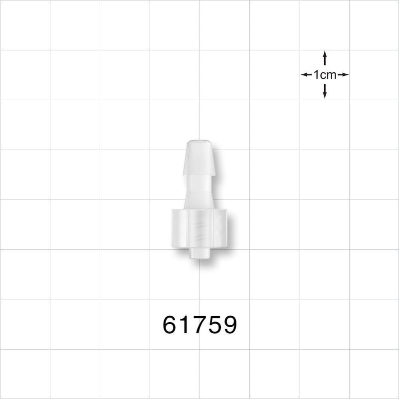 Male Luer Lock, Barbed Natural - Fits 3/16 inch ID Tubing (0.188 inch, 4.76 mm) - 61759