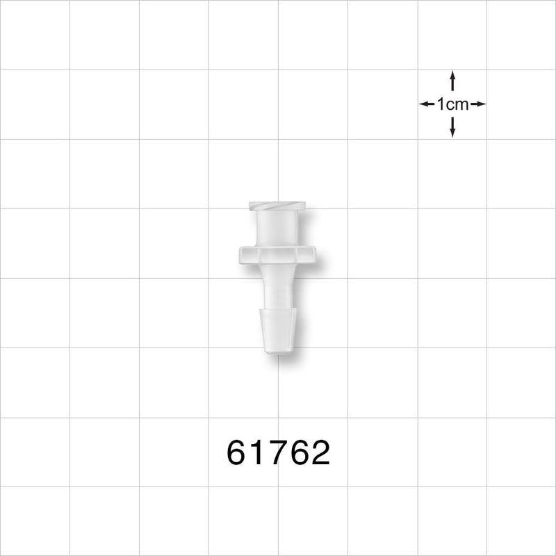 Female Luer Lock, Barbed, Natural - Fits 5/32 inch ID Tubing (0.156 inch, 3.97 mm) - 61762