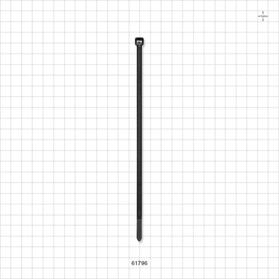 General Purpose Pan-Ty Non-Reopening Cable Tie, PLT Series, Black - 7.4 inch (188 mm); 178N (40lbs) Breaking Strength - 61796
