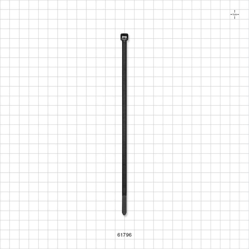 General Purpose Pan-Ty Non-Reopening Cable Tie, PLT Series, Black - 7.4 inch (188 mm); 178N (40lbs) Breaking Strength - 61796