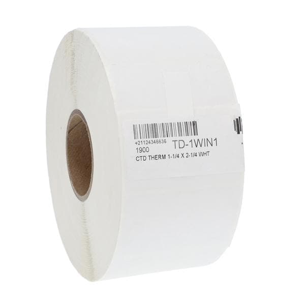 Precision Dynamics Corp. Patient/Thermo Label White 1.25x2.25" 1900/Rl - TD-1WIN1