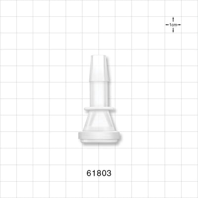 Sanitary Flange, Barbed, Natural, Pre-Attached Gasket - 0.5 inch/0.75 inch Mini; Fits 3/8 inch ID Tubing (0.375 inch, 9.53 mm) - 61803