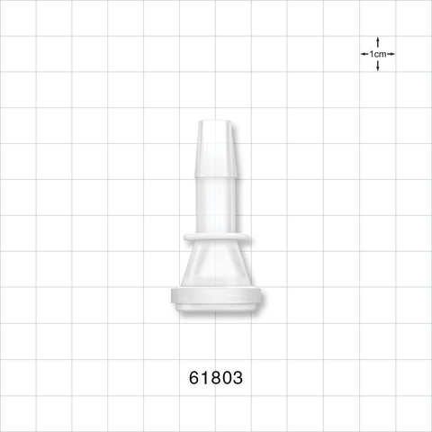 Sanitary Flange, Barbed, Natural, Pre-Attached Gasket - 0.5 inch/0.75 inch Mini; Fits 3/8 inch ID Tubing (0.375 inch, 9.53 mm) - 61803