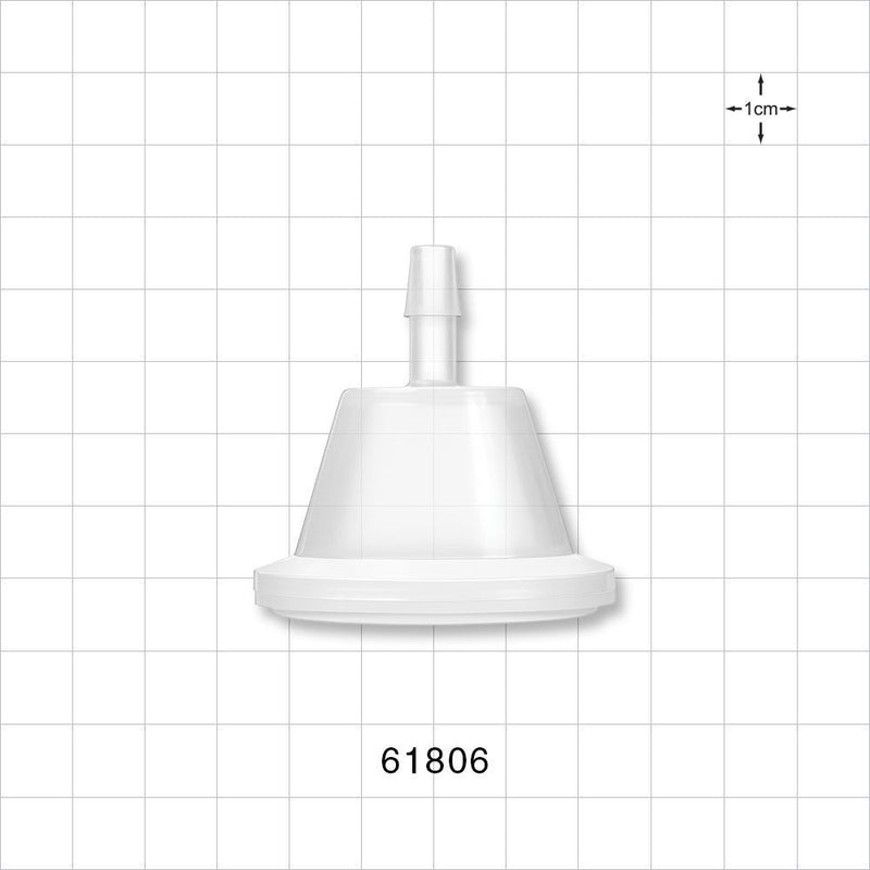 Sanitary Flange, Barbed, Natural, Pre-Attached Gasket - 1 inch/1.5 inch Standard; Fits 1/4 inch ID Tubing (0.25 inch, 6.35 mm) - 61806