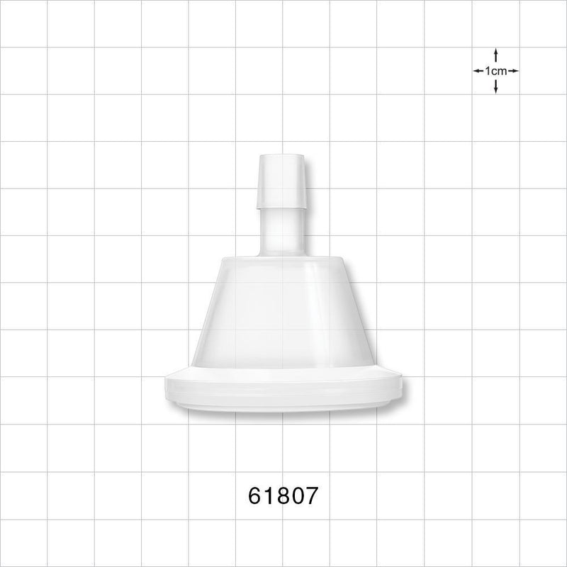 Sanitary Flange, Barbed, Natural, Pre-Attached Gasket - 1 inch/1.5 inch Standard; Fits 3/8 inch ID Tubing (0.375 inch, 9.53 mm) - 61807