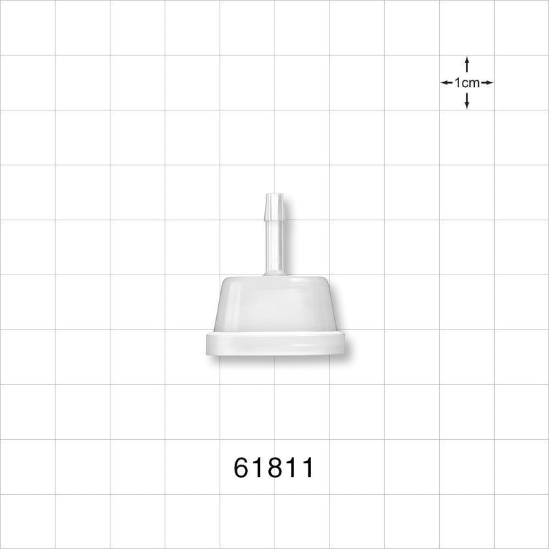 Sanitary Flange, Barbed, Natural - 0.5 inch/0.75 inch Mini, Fits 1/8 inch ID Tubing (0.125 inch, 3.18 mm) - 61811