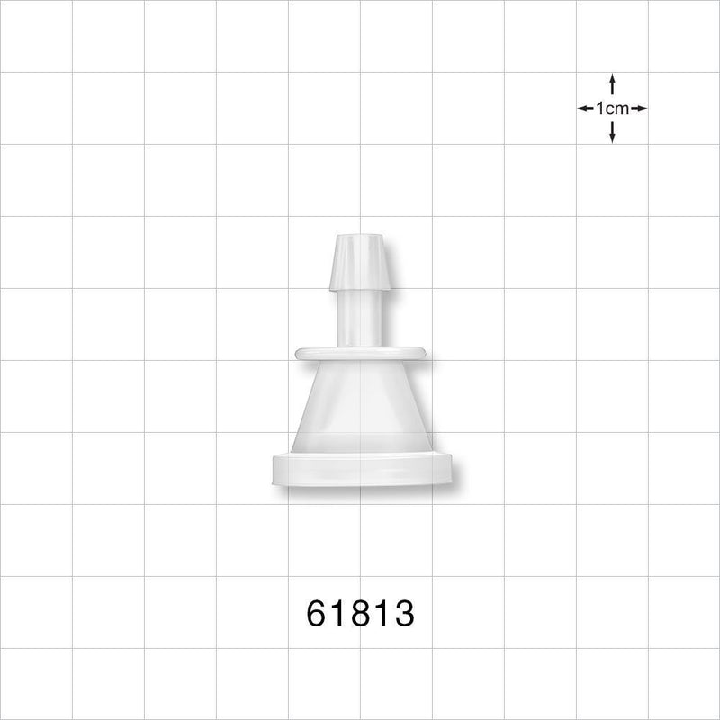 Sanitary Flange, Barbed, Natural - 0.5 inch/0.75 inch Mini; Fits 1/4 inch ID Tubing (0.25 inch, 6.35 mm) - 61813
