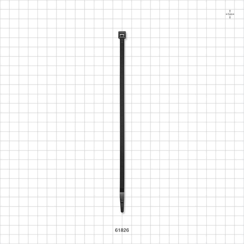 General Purpose Non-Reopening Cable Tie, Black 100/Bag - 7.56 inch (192 mm); 222N (50 lbs) Breaking Strength - 61826