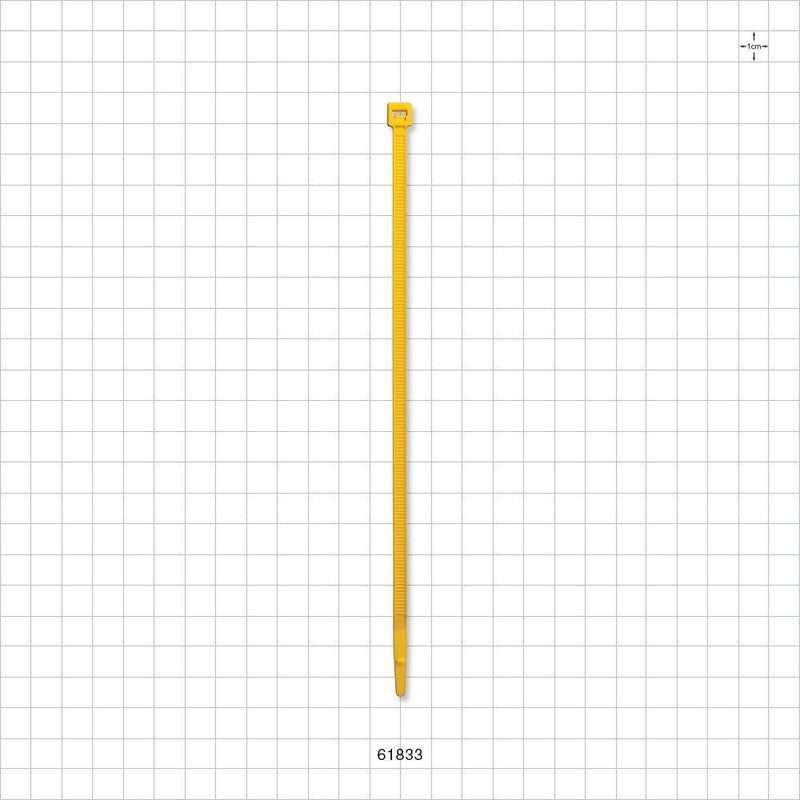 General Purpose Non-Reopening Cable Tie, Yellow 100/Bag - 7.56 inch (192 mm); 222N (50 lbs) Breaking Strength - 61833
