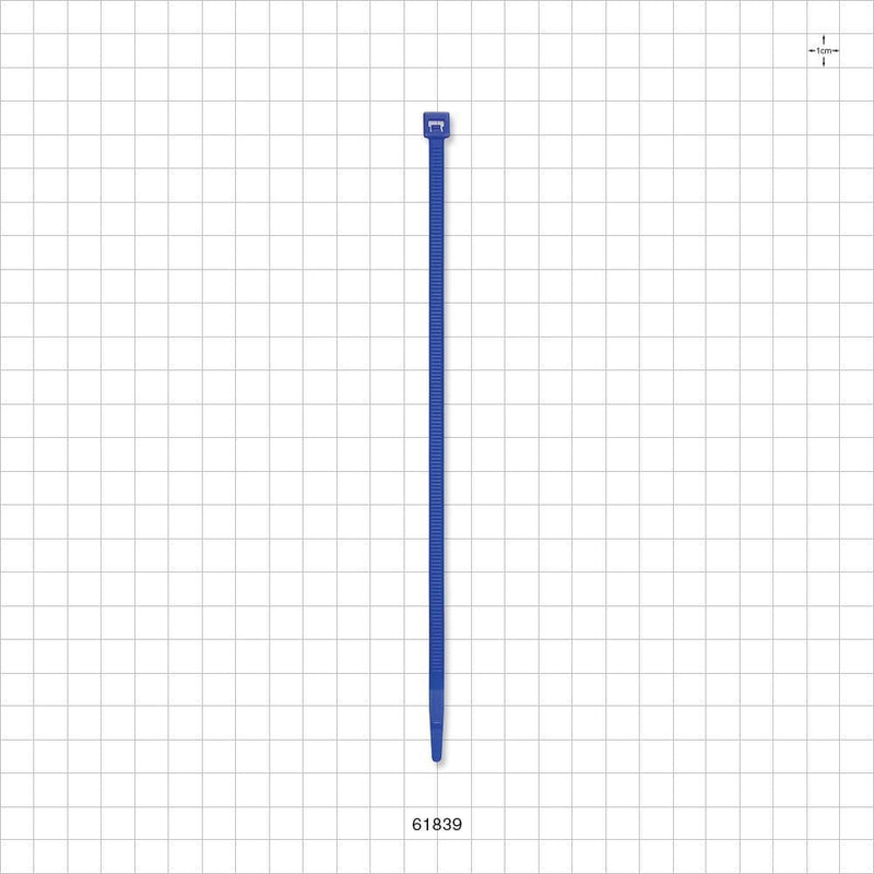 General Purpose Non-Reopening Cable Tie, Blue 100/Bag - 7.56 inch (192 mm); 222N (50 lbs) Breaking Strength - 61839