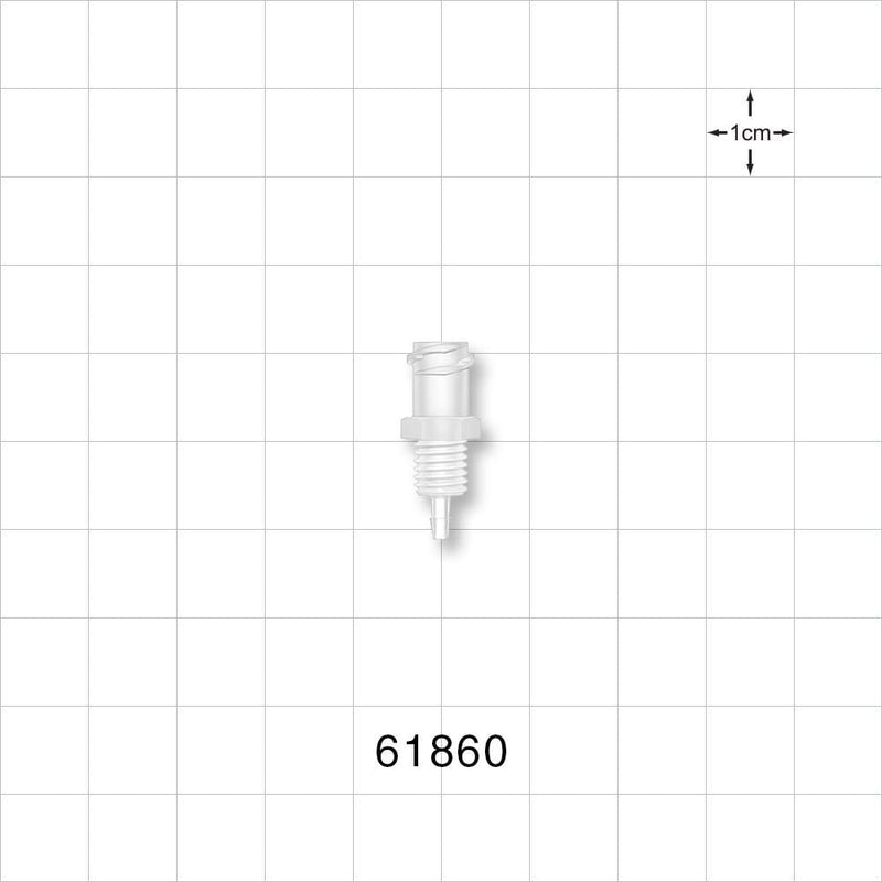 Panel Mount, Female Luer Lock, Barbed, Natural - 1/4-28 UNF Thread; Fits 1/16 inch ID Tubing (0.063 inch, 1.59 mm) - 61860