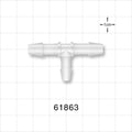 T Connector, Reducer, Barbed, Natural - Fits 1/4 inch ID Tubing (0.25 inch, 6.35 mm); Fits 3/16 inch ID Tubing (0.188 inch, 4.76 mm) - 61863
