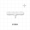 T Connector, Reducer, Barbed, Natural - Fits 1/4 inch ID Tubing (0.25 inch, 6.35 mm); Fits 3/32 inch ID Tubing (0.094 inch, 2.38 mm) - 61864