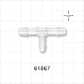 T Connector, Reducer, Barbed, Natural - Fits 1/4 inch ID Tubing (0.25 inch, 6.35 mm); Fits 3/16 inch ID Tubing (0.188 inch, 4.76 mm) - 61867