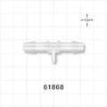 T Connector, Reducer, Barbed, Natural - Fits 1/4 inch ID Tubing (0.25 inch, 6.35 mm); Fits 3/32 inch ID Tubing (0.094 inch, 2.38 mm) - 61868