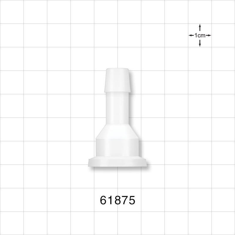 Sanitary Flange, Barbed, Natural - 0.5 inch/0.75 inch Mini; Fits 3/8 inch ID Tubing (0.375 inch, 9.53 mm) - 61875