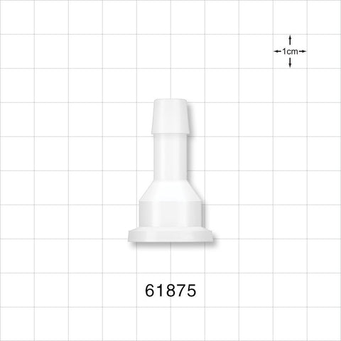 Sanitary Flange, Barbed, Natural - 0.5 inch/0.75 inch Mini; Fits 3/8 inch ID Tubing (0.375 inch, 9.53 mm) - 61875
