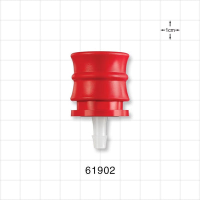 Female Hansen Quick Disconnect Body, Barbed, Red - Fits 1/4 inch ID Tubing (0.25 inch, 6.35 mm) - 61902