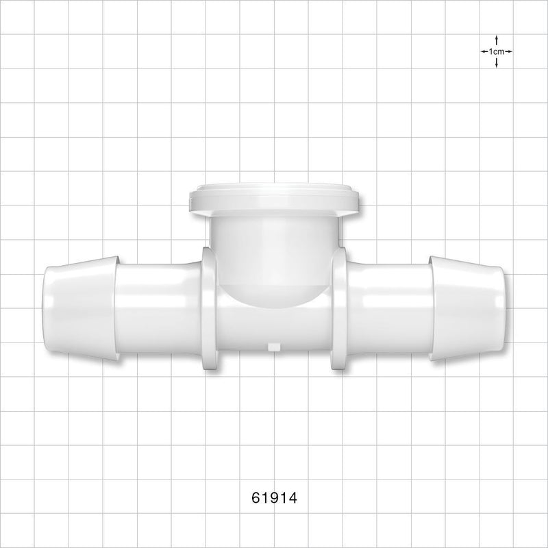 aSURE™ Sanitary Flange Instrument Tee, Barbed, Natural, Pre-Attached Diaphragm - 1 inch/1.5 inch Standard; Fits 1 inch ID Tubing (25.4 mm) - 61914
